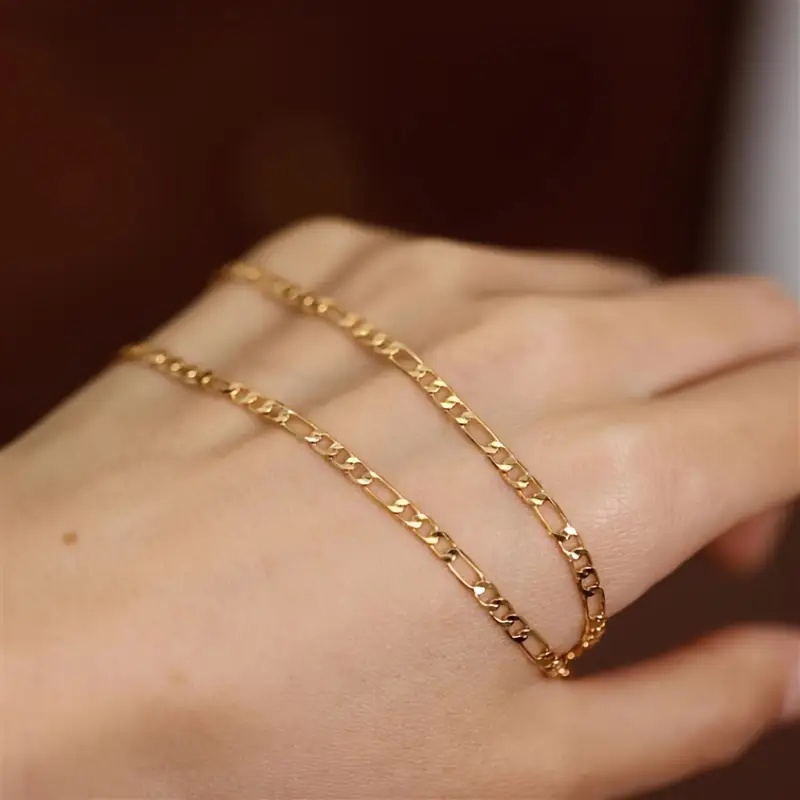 18K Gold Plated 316L Stainless Steel Figaro Chain Necklace